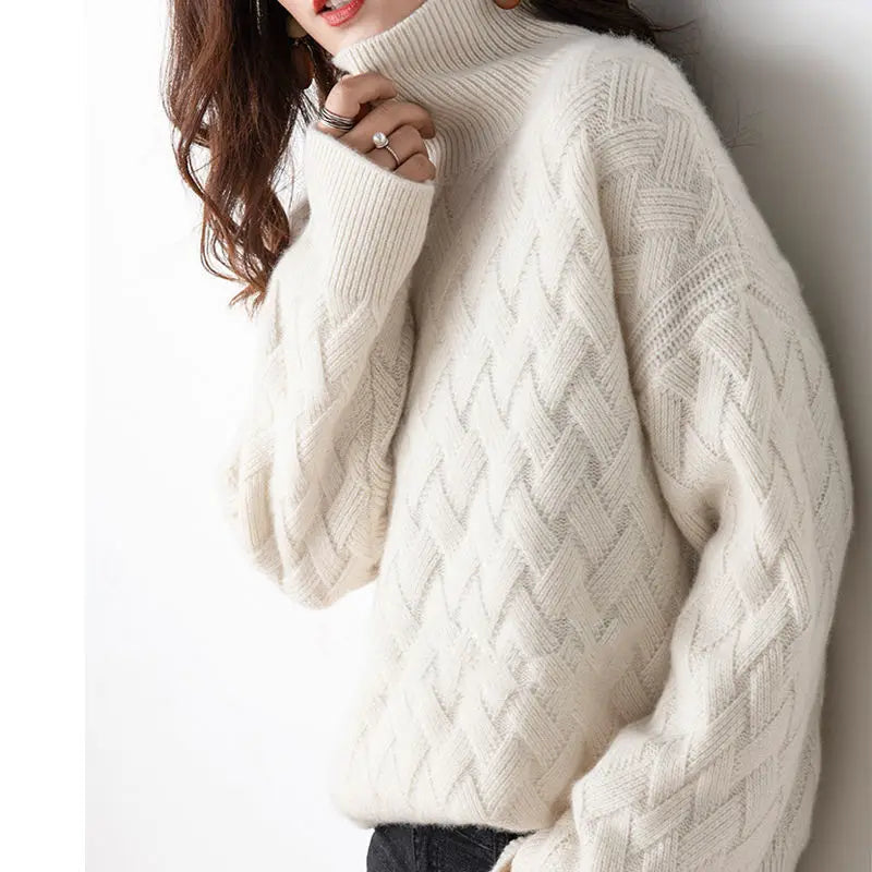 Women's turtleneck sweater in beige