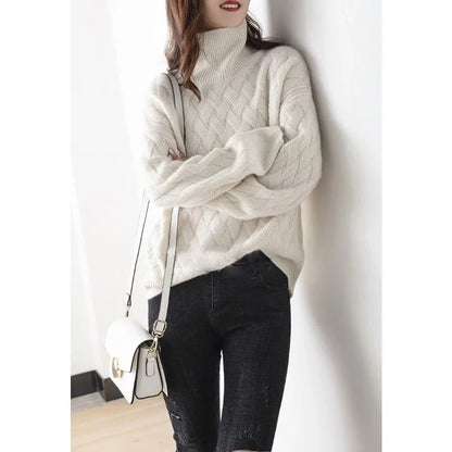 Women's turtleneck sweater in beige