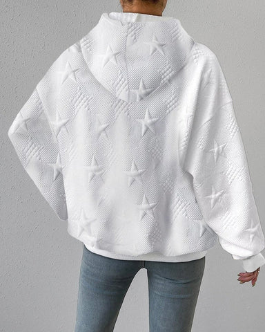 Women's knitted sweater hoodie in white