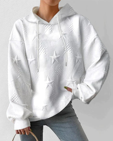 Women's knitted sweater hoodie in white