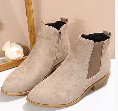Women's suede ankle boots in coffee brown