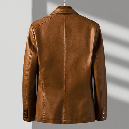 Men's tailored leather-look jacket with two button closure