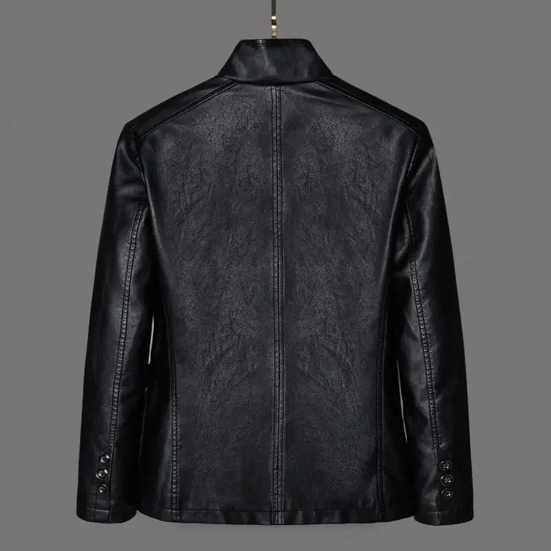 Men's tailored leather-look jacket with two button closure