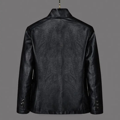 Men's tailored leather-look jacket with two button closure