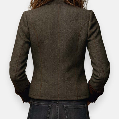 Women's herringbone tweed jacket with structured shape