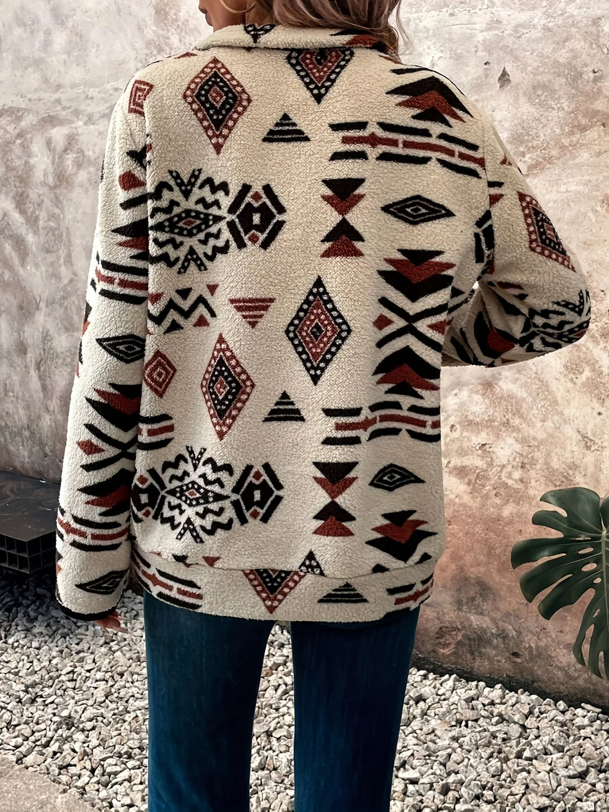 Women's Aztec Print Pullover, Quarter-Zip Knit Sweater