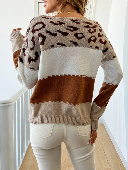 Women's Color-Block Sweater, Patterned Winter Knit Top