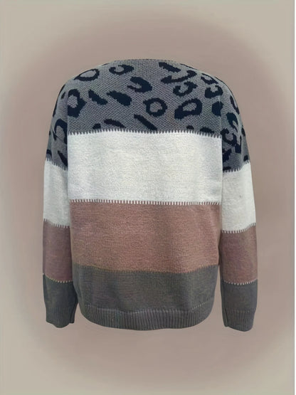 Women's Color-Block Sweater, Patterned Winter Knit Top