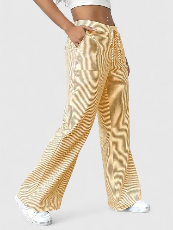 Women's wide-leg palazzo pants in yellow