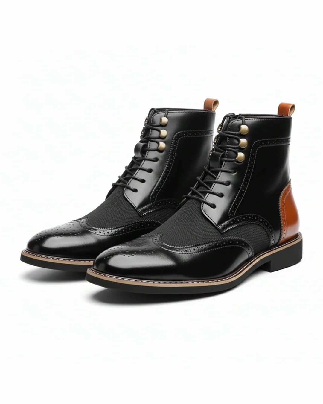 Robert wingtip brogue boots, front view