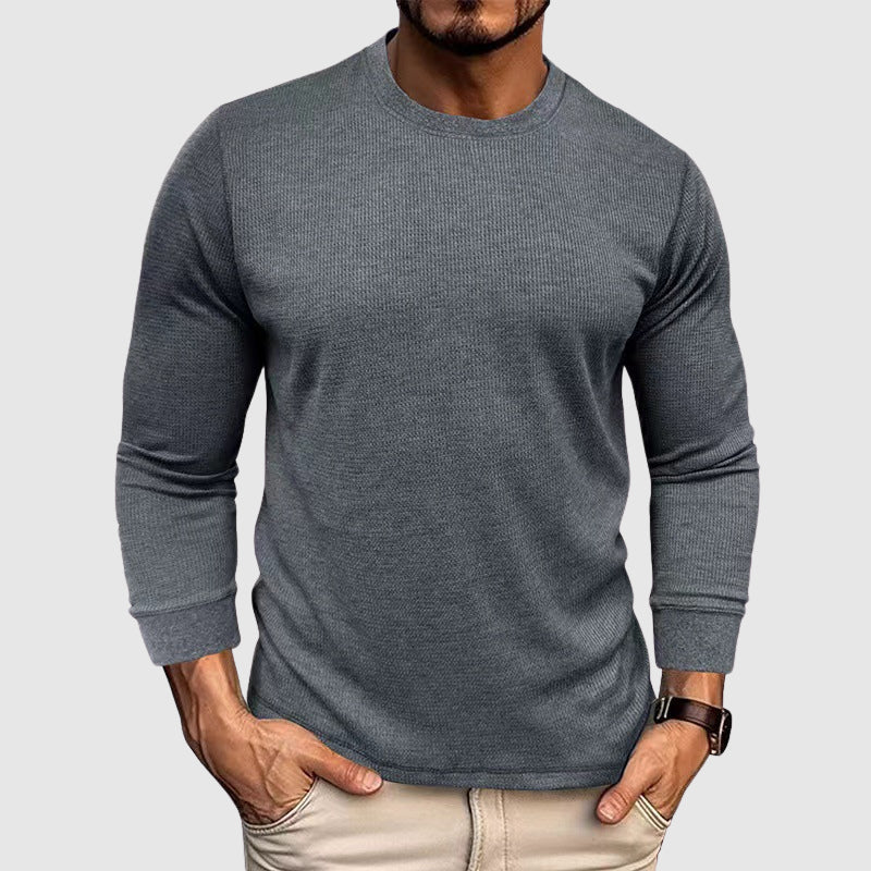 Men's gray knit shirt with high collar in insulated yarn
