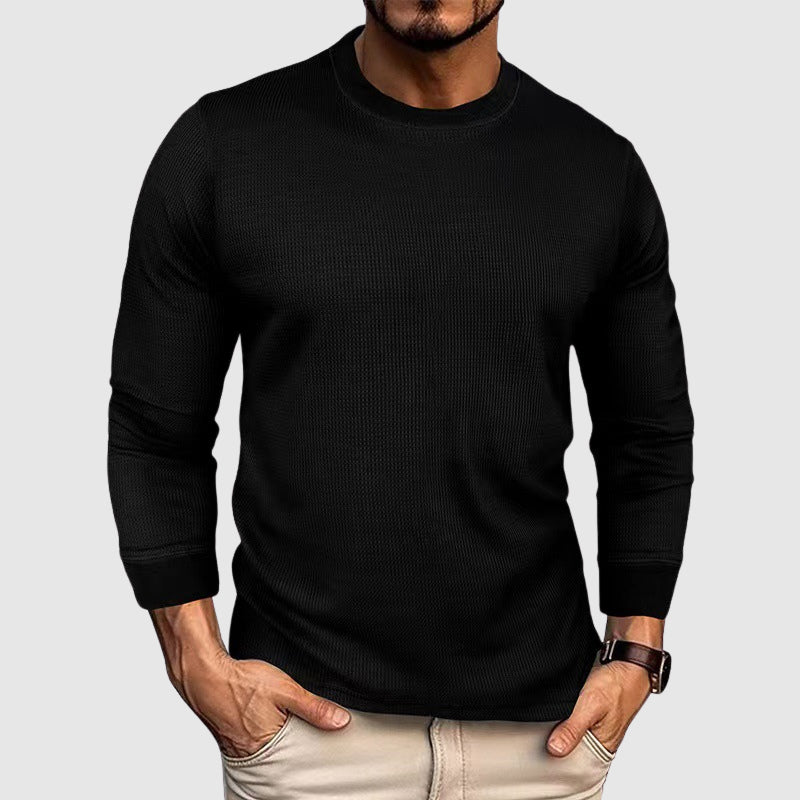 Men's gray knit shirt with high collar in insulated yarn