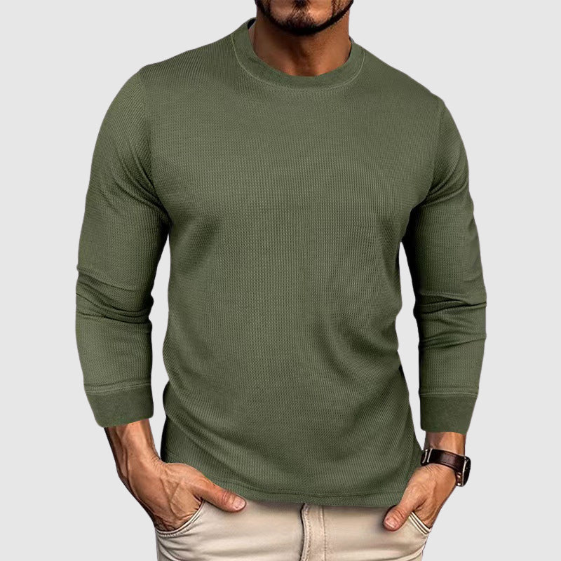 Men's gray knit shirt with high collar in insulated yarn