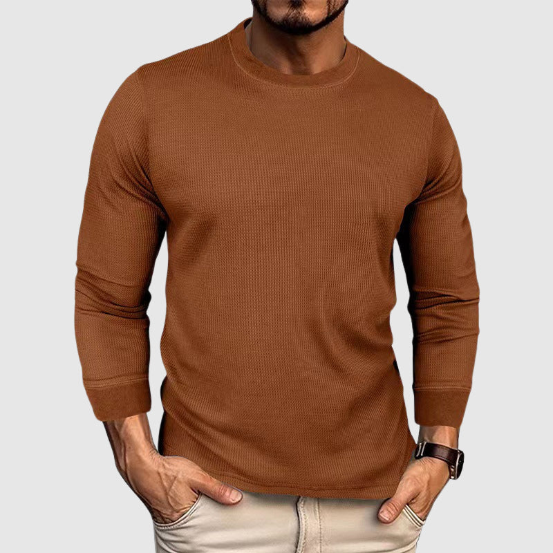 Men's gray knit shirt with high collar in insulated yarn