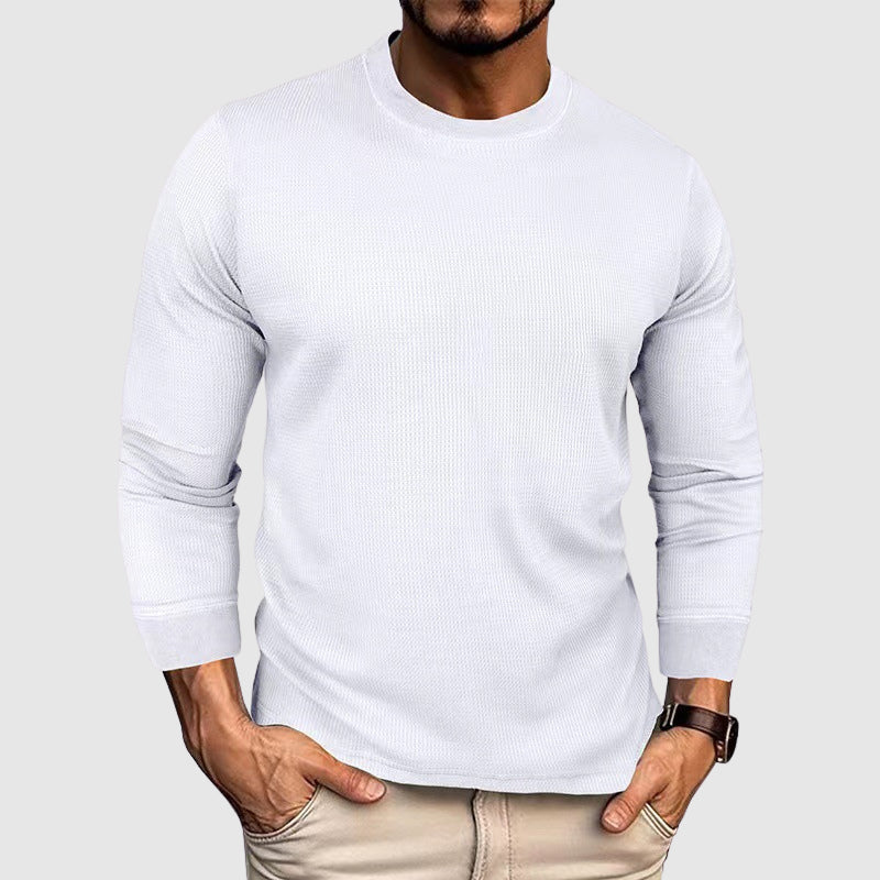 Men's gray knit shirt with high collar in insulated yarn