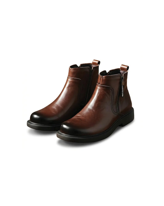 Vincent cow leather boots, front view
