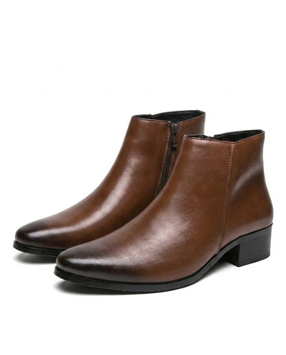 Oscar leather boots with inner zip, front view