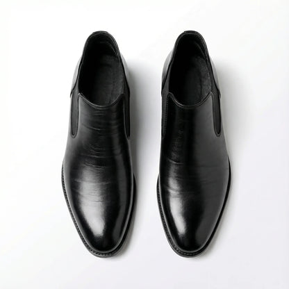 Men's black smooth leather boots, detail view
