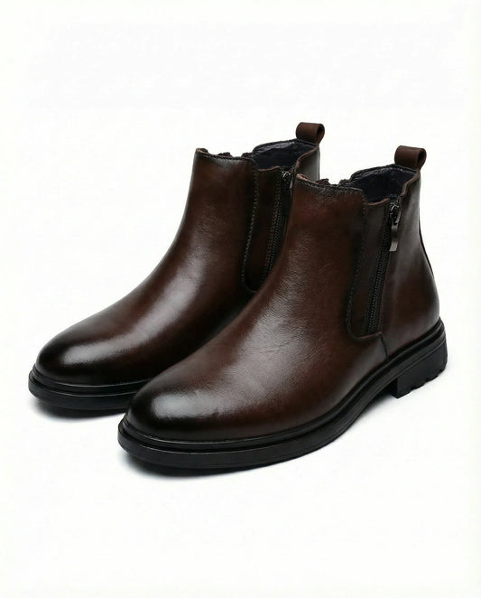 Men's Genuine Leather Boots with a Functional Side Zip, photo 1