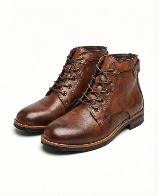 Men's brown full-grain cowhide work boots