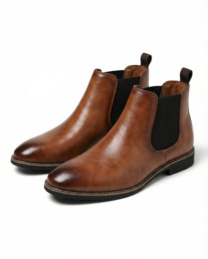 Men's brown genuine leather Chelsea boots