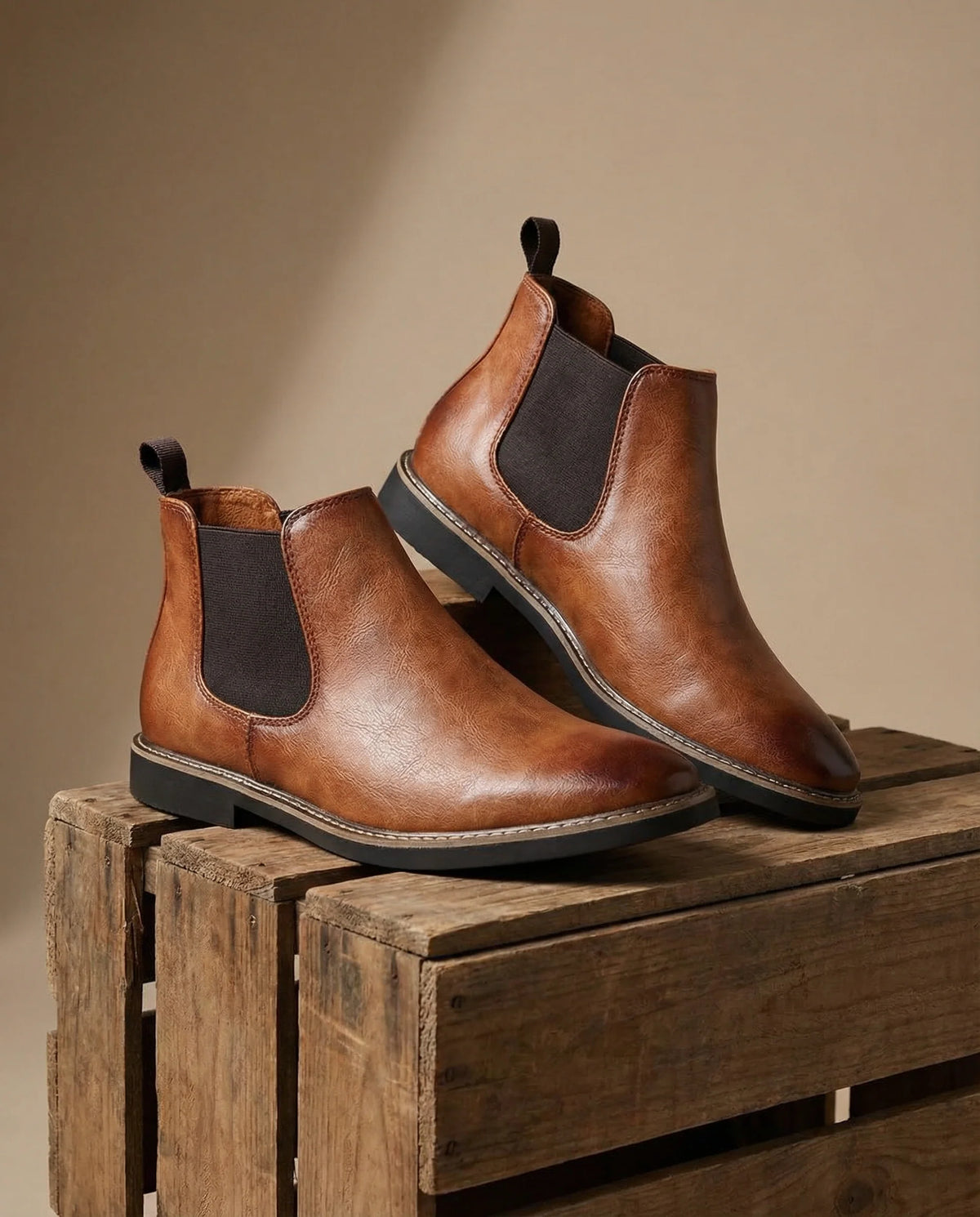 Men's black Chelsea boots, elastic side panels