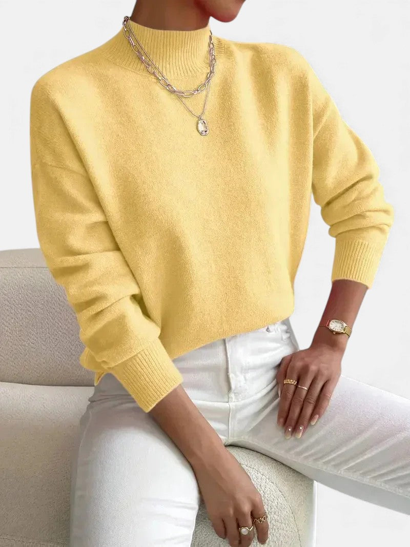 Women's classic knit sweater in yellow