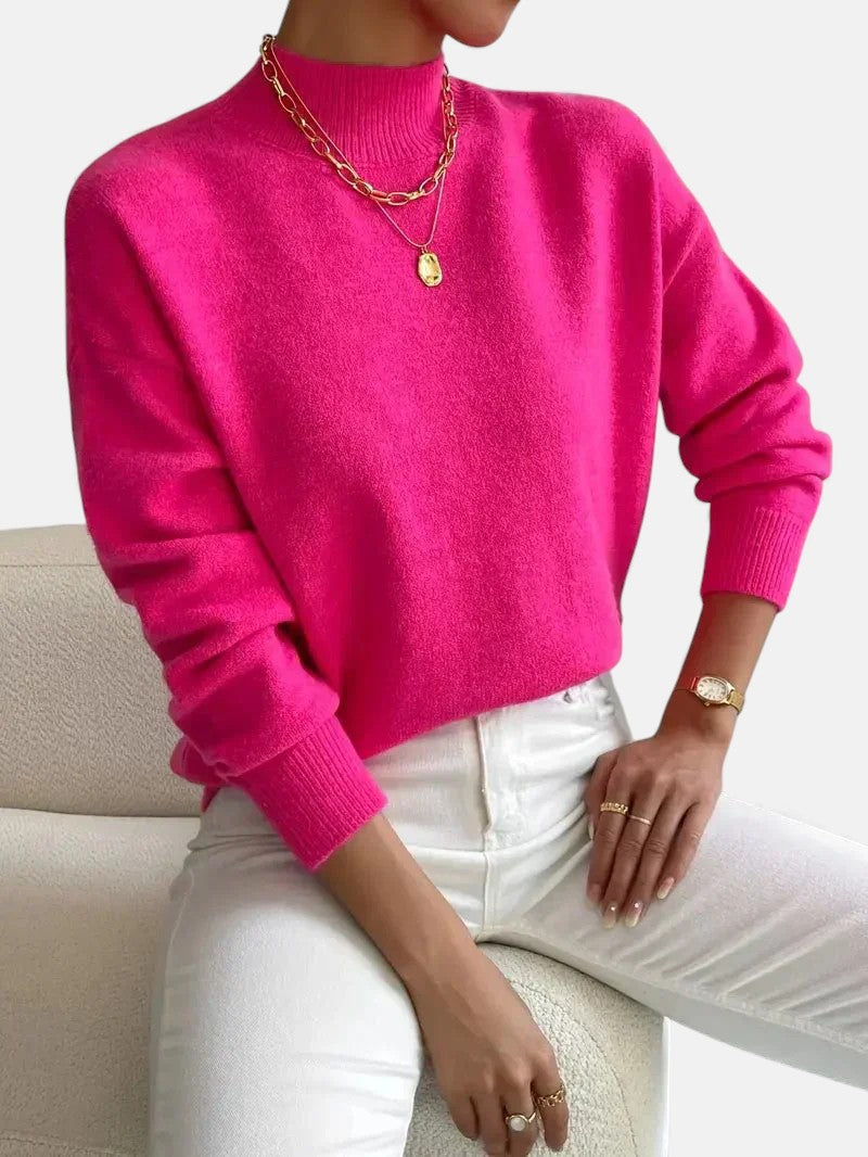 Women's classic knit sweater in pink