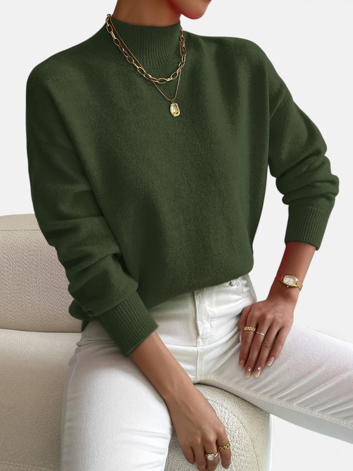 Women's classic knit sweater in blue