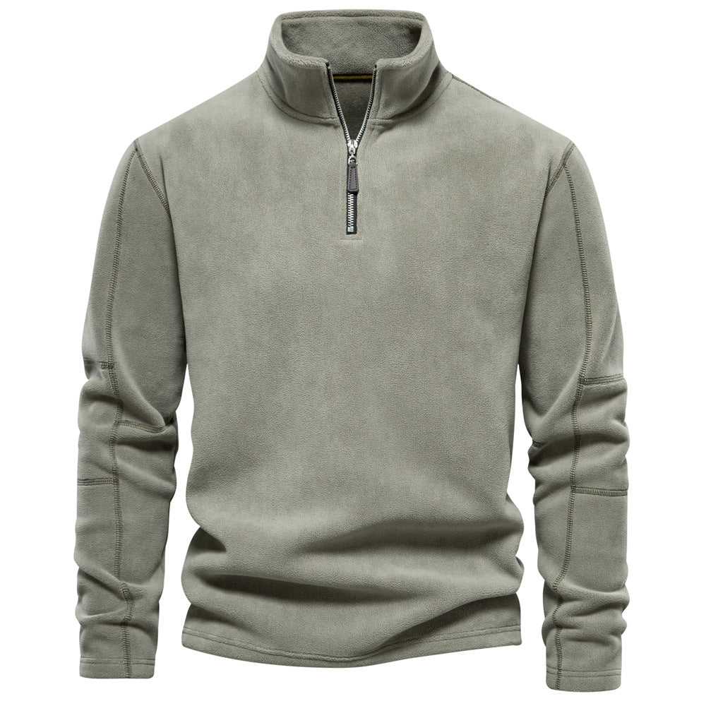 Men's emerald green fleece quarter zip pullover