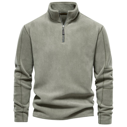 Men's emerald green fleece quarter zip pullover