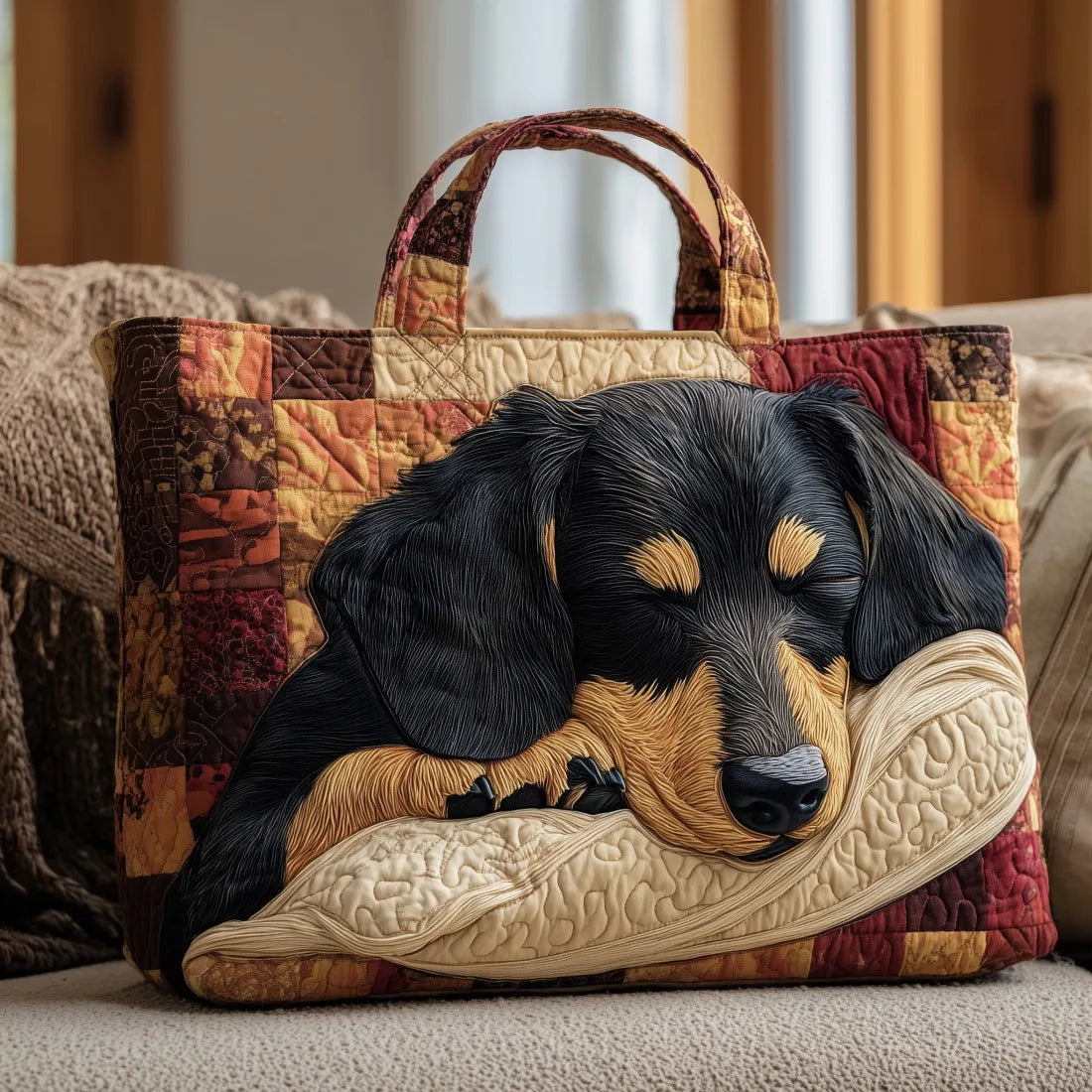 Multicolor Elegant Dog Print Canvas Tote Bag