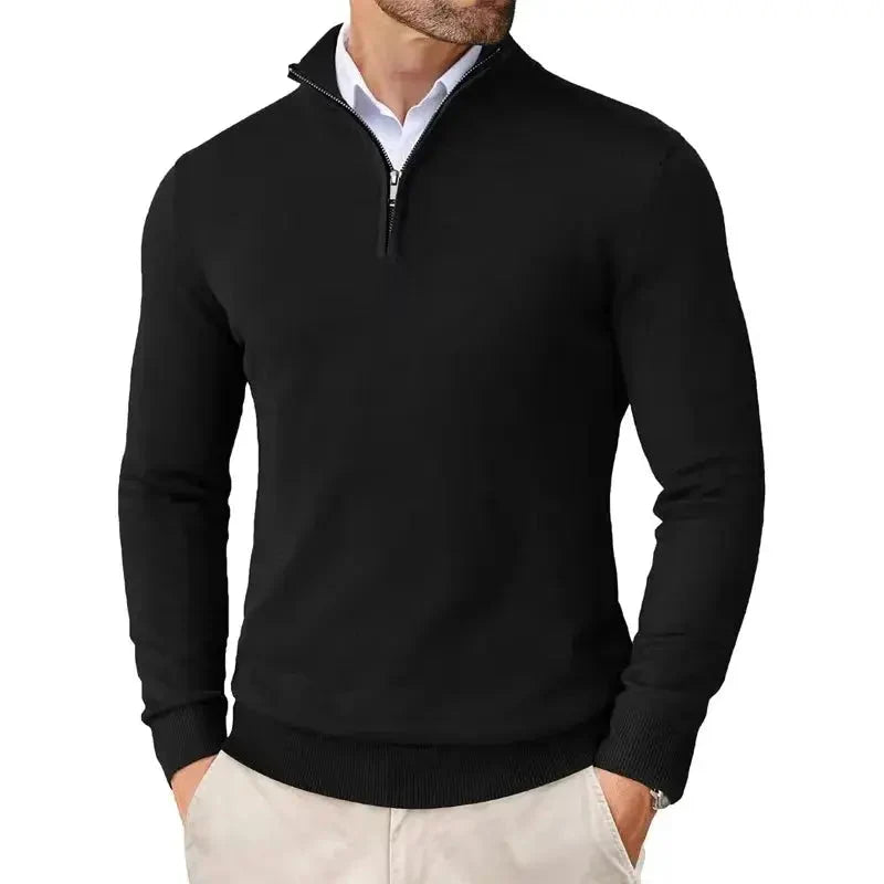 Christian half-zip sweater, front view