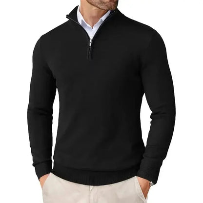 Christian half-zip sweater, collar detail