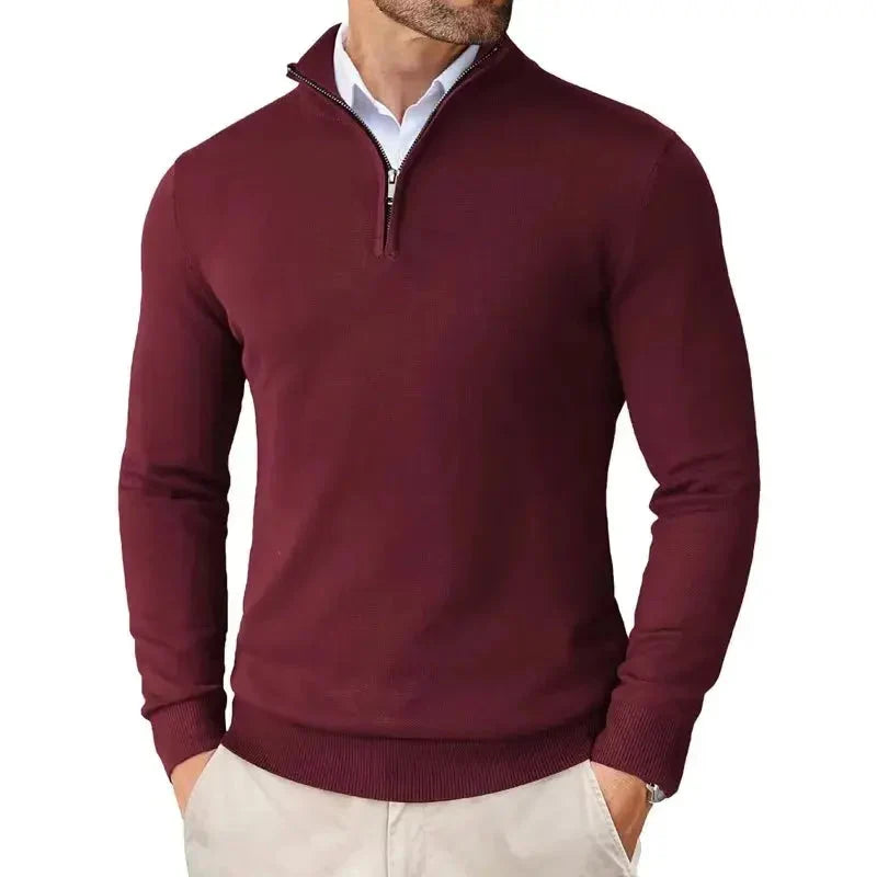 Christian half-zip sweater in red
