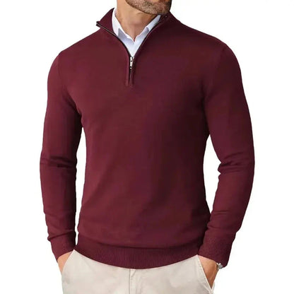 Christian half-zip sweater in red