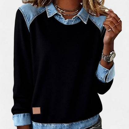 Women's long sleeve sweater in black