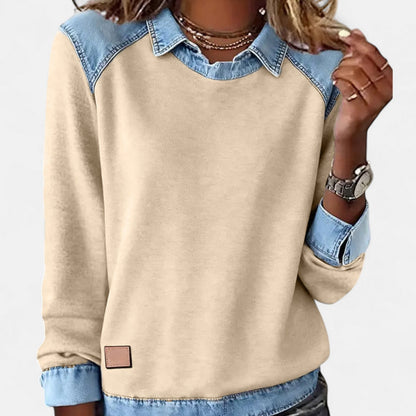 Women's long sleeve sweater in khaki