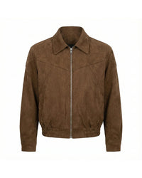 Liam | Men's Suede Bomber Jacket with Buttoned Cuffs and Zip Closure