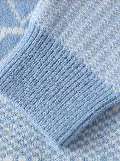 Men's Crew-Neck Sweater, Patterned Winter Knit Top