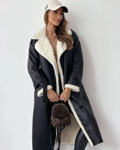 Black Double-Breasted Longline Trench Coat