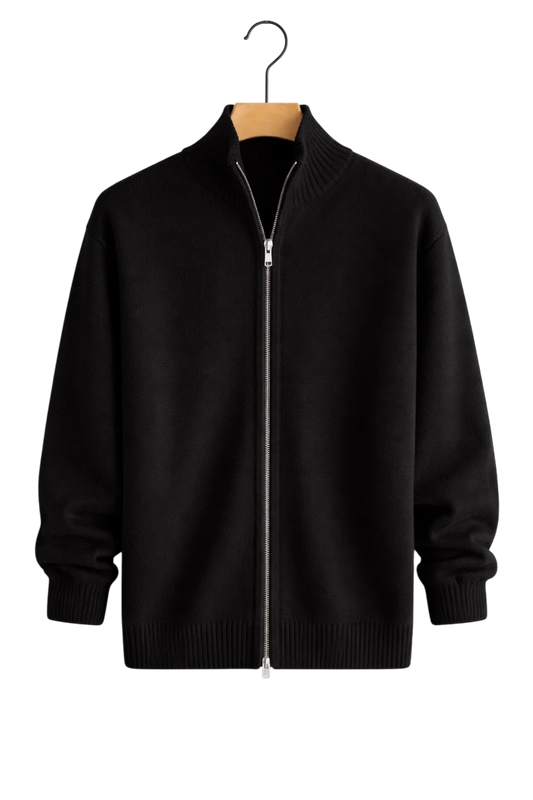Austin structured knit zip jacket, front view