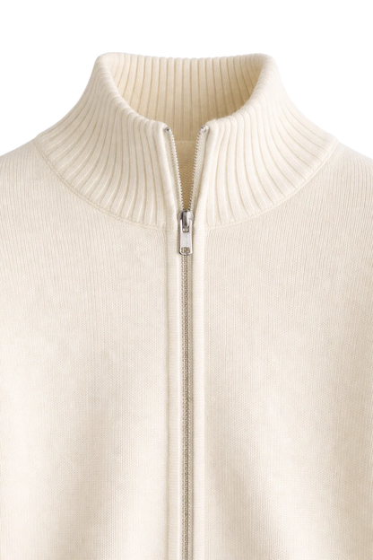 Austin knit zip jacket, knit texture detail