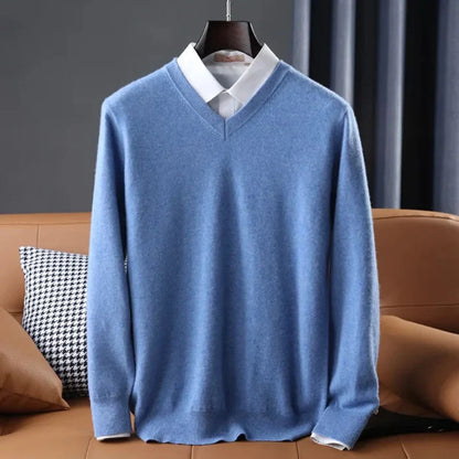 Azure V-neck cashmere blend sweater