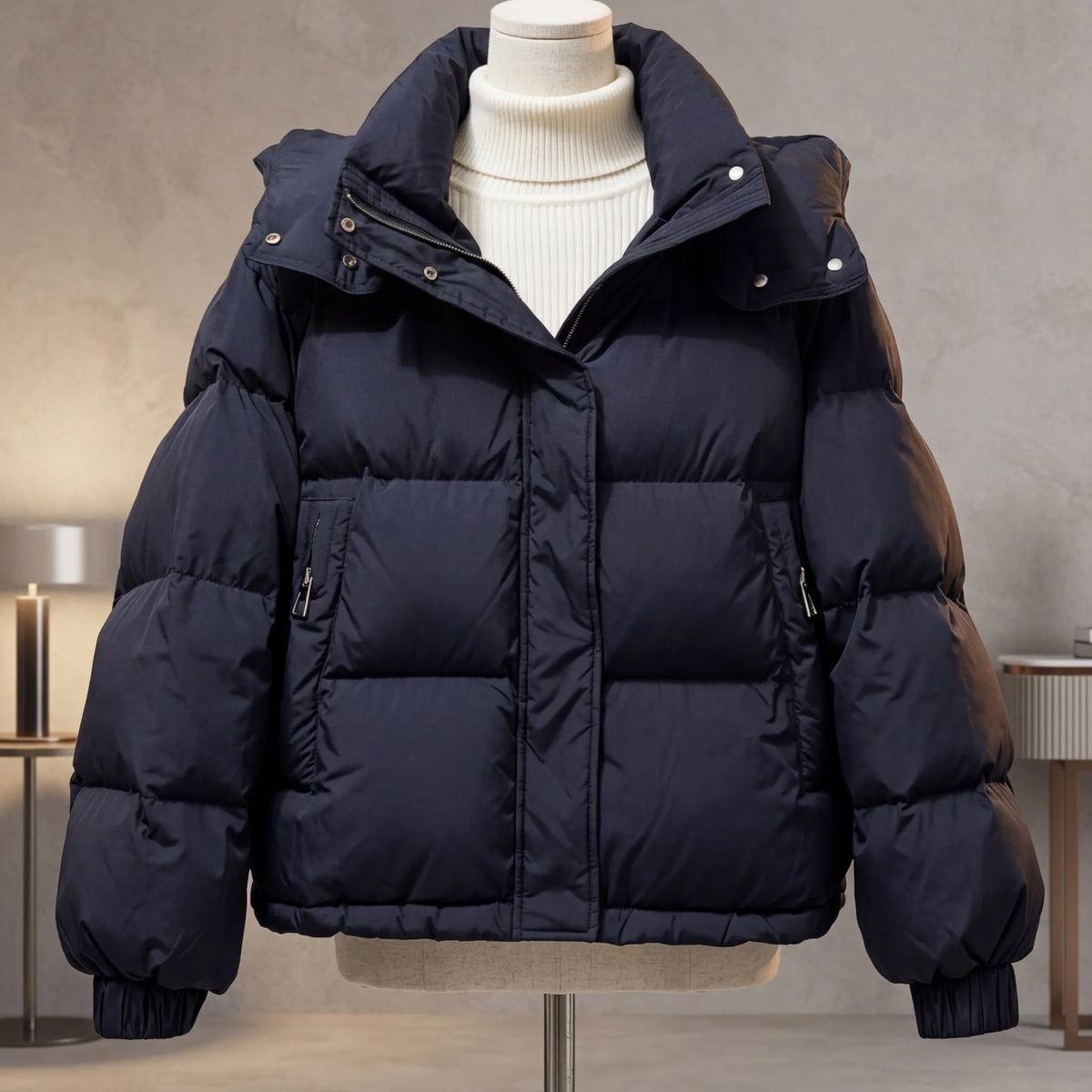 Margaret quilted puffer worn, lifestyle shot
