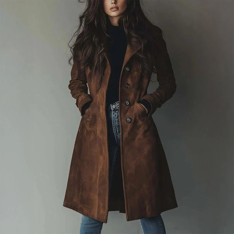 Women's brown vintage style long coat