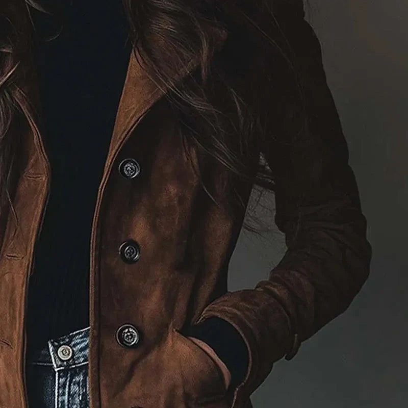 Women's brown vintage style long coat