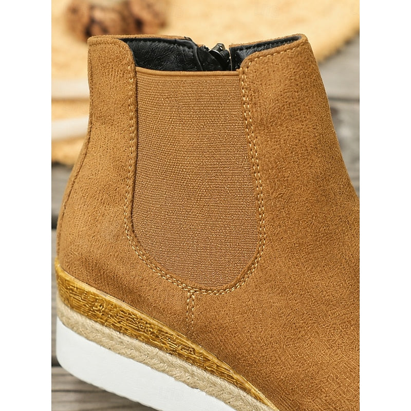 Cozy Wedge Ankle Boots with Braided Trim – view 3