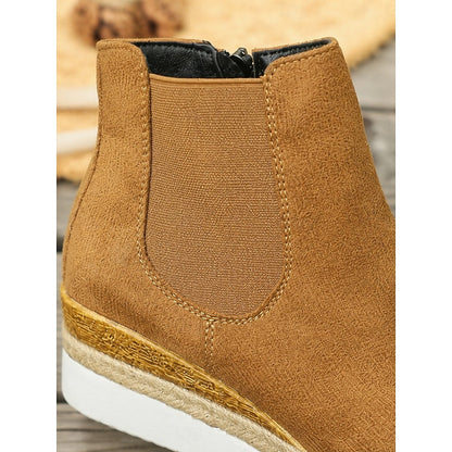 Cozy Wedge Ankle Boots with Braided Trim – view 3