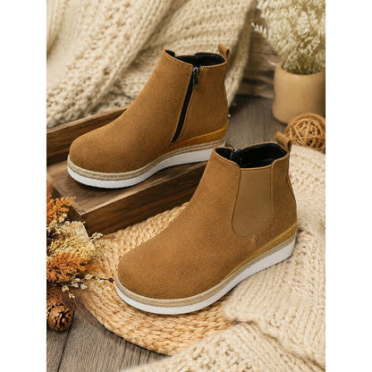 Cozy Wedge Ankle Boots with Braided Trim – view 4